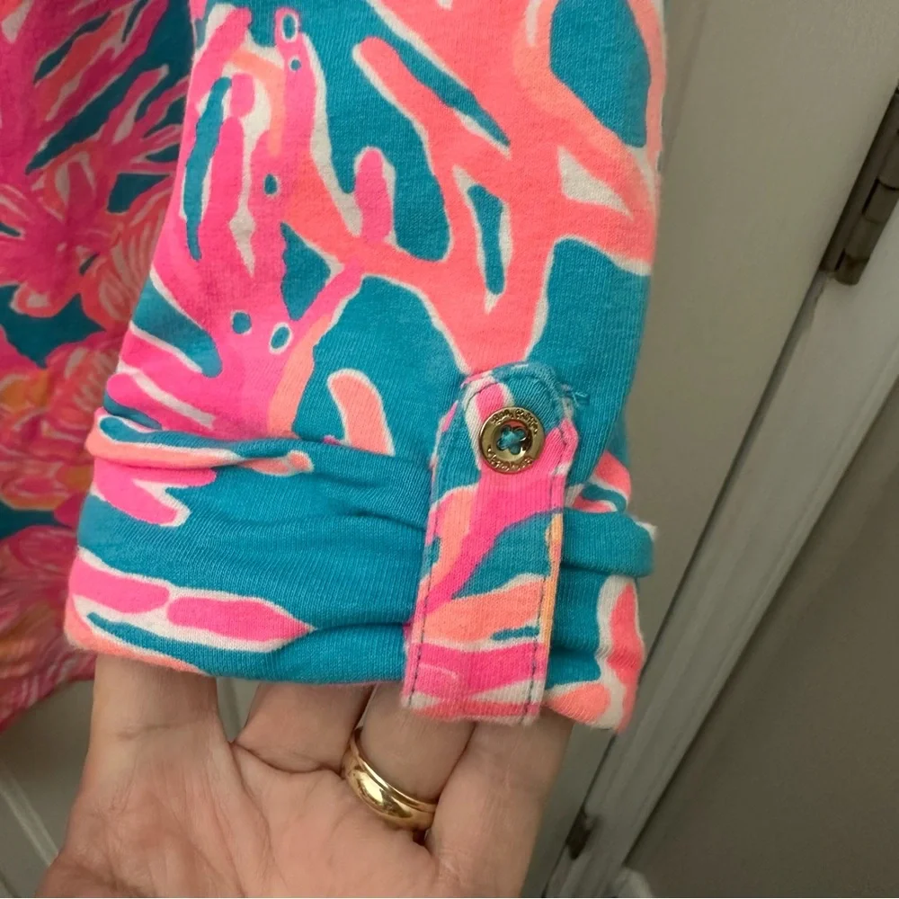 Lilly Pulitzer Girls Little Devon Dress in Fan Tastic Sparkling Blue Large 8-10